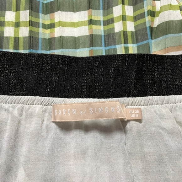 KAREN by SIMONSEN Sea Spray Green Allover Pleated Plaid Skirt Fully Lined Sz 8 - Picture 6 of 9